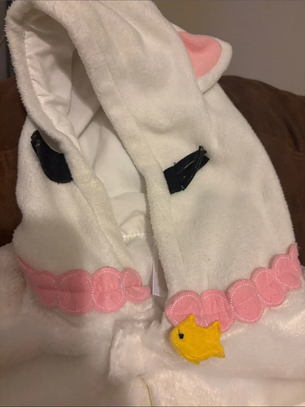 Old Navy White and Pink Plush Cat Costume Hoodie